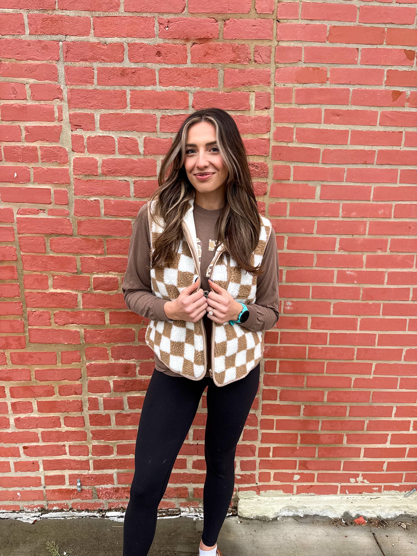 Checkered Sherpa Vest