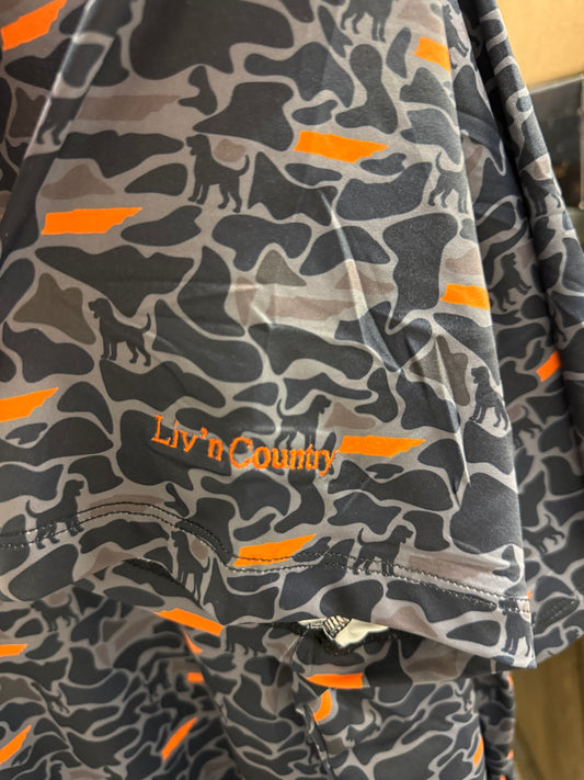 Black Camo UT Bluetick Polo- adult