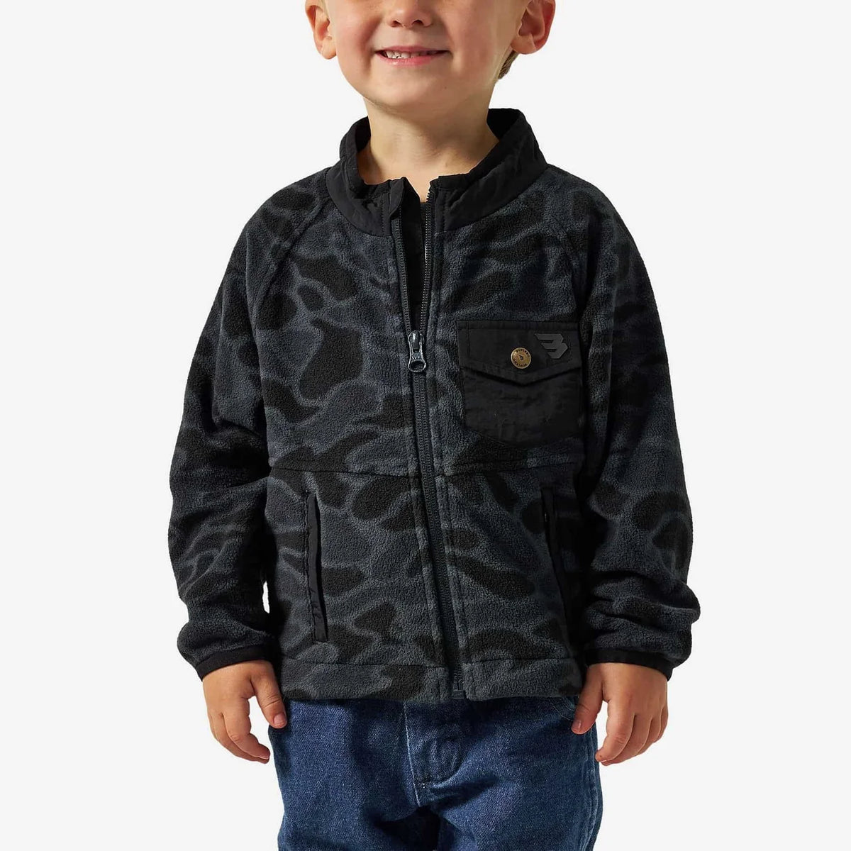 Youth Micro Fleece — Black Camo