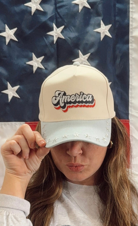 America Patch Hat w/ Denim Bill