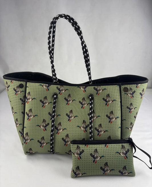 Green Duck Tote w Pouch