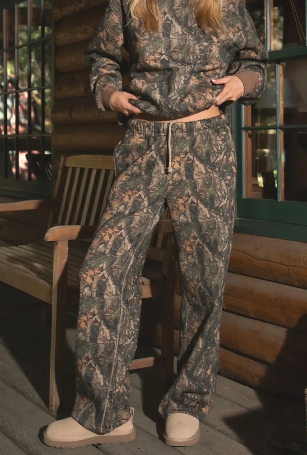Woodland Camo Fleece Wideleg Sweatpants