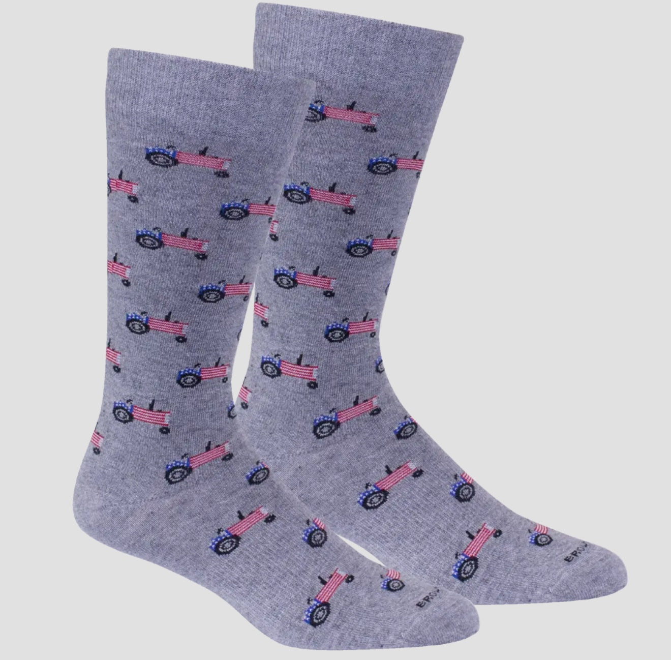 Light Grey Farm America Tractor Flag Socks