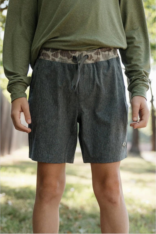Youth Athletic Short Grizzly Grey--Deer Camo Liner