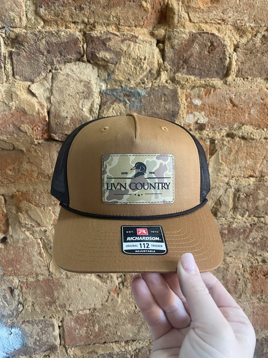 Brown w/ Camo Patch Roped Hat
